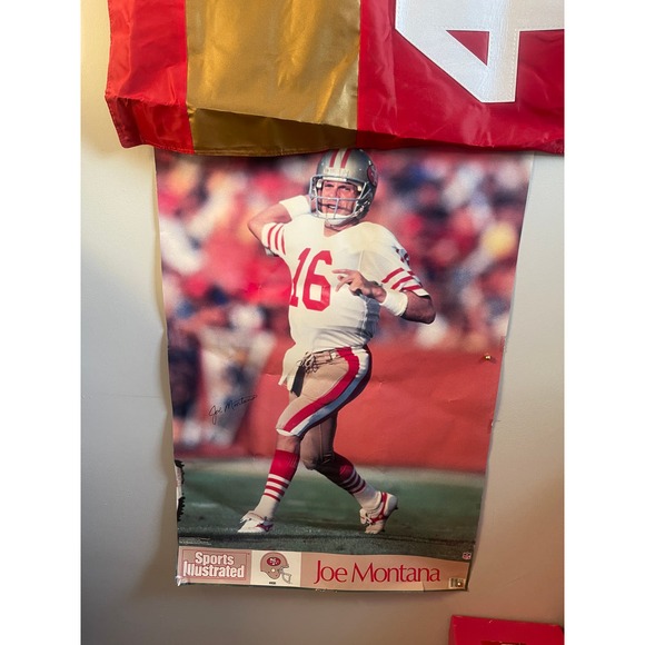 San Francisco 49ers Vintage Joe Montana Poster 90s - Picture 1 of 5